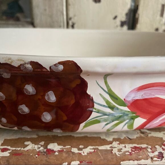 Sara Hand painted Ceramic Casserole Dish Double Handled Made in Italy Holiday - Picture 3 of 8